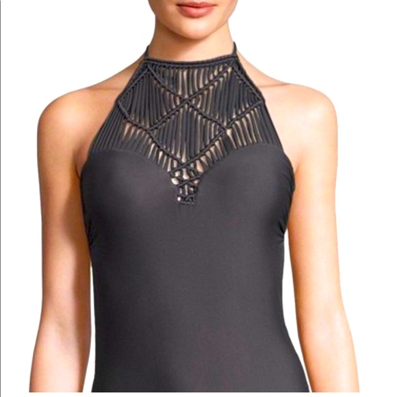 Mikoh Moorea Grey Macrame One Piece Size XL NWT - Picture 2 of 7